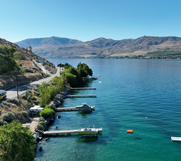 bus by a bay or river