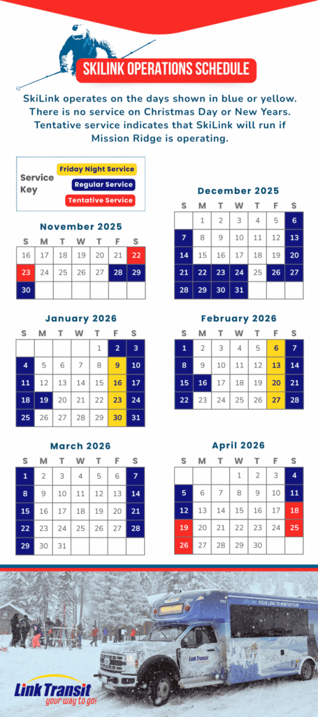 SkiLink Service Schedule 2025-2026