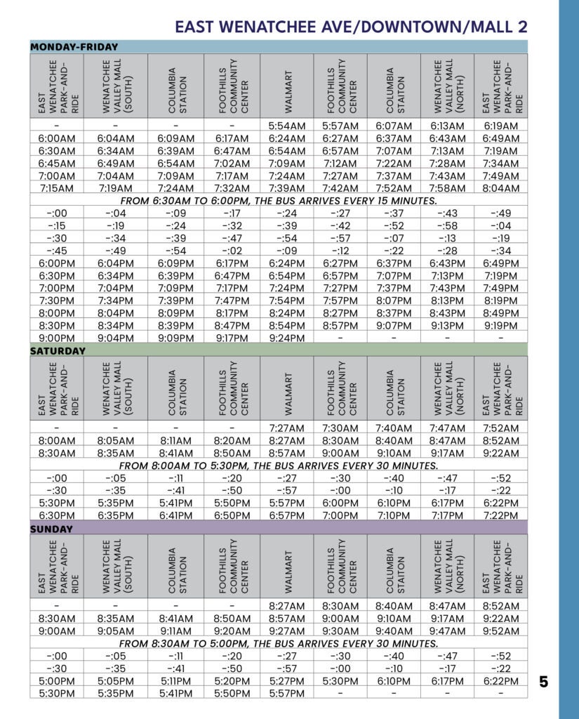 Route 2 Timetable